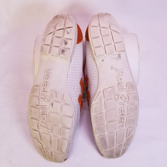 Paul Green White Orange Leather Sneakers Women's size 7 - Picture 7 of 8